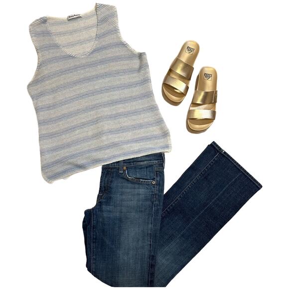 🌴 Tommy Bahama Striped Blue White Knit Tank, Size M - Picture 3 of 11